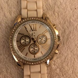White watch with crystals